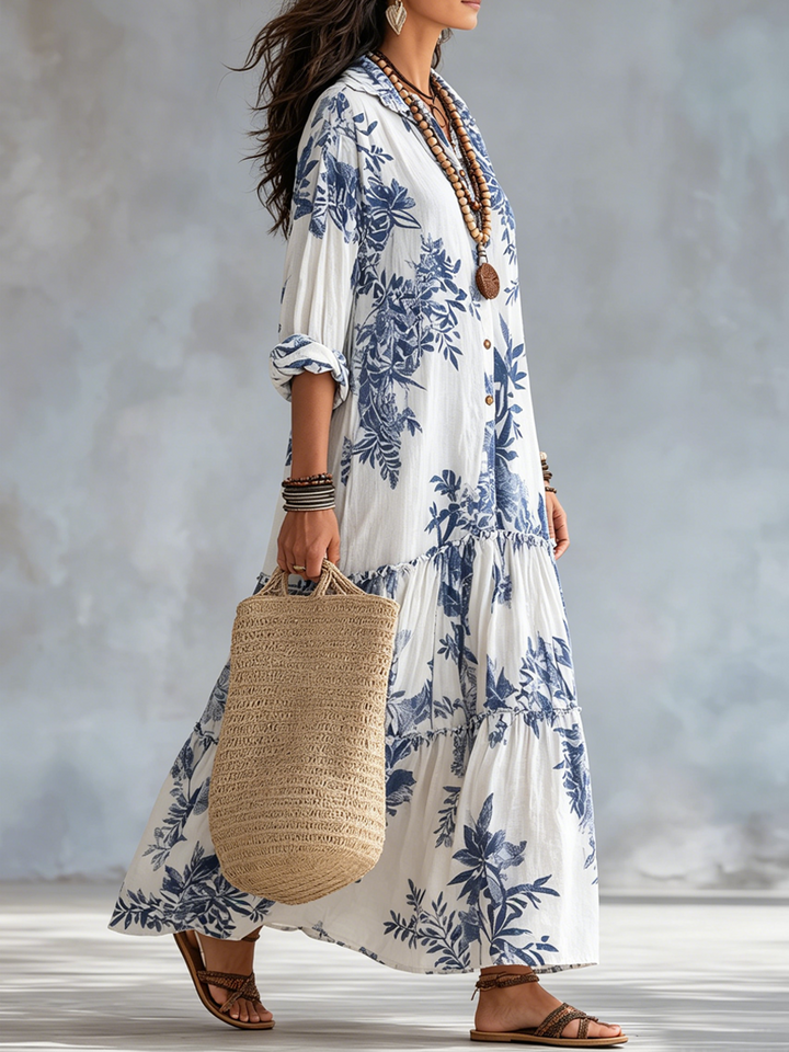 Dahlia™ | Bohemian Blue Floral Dress