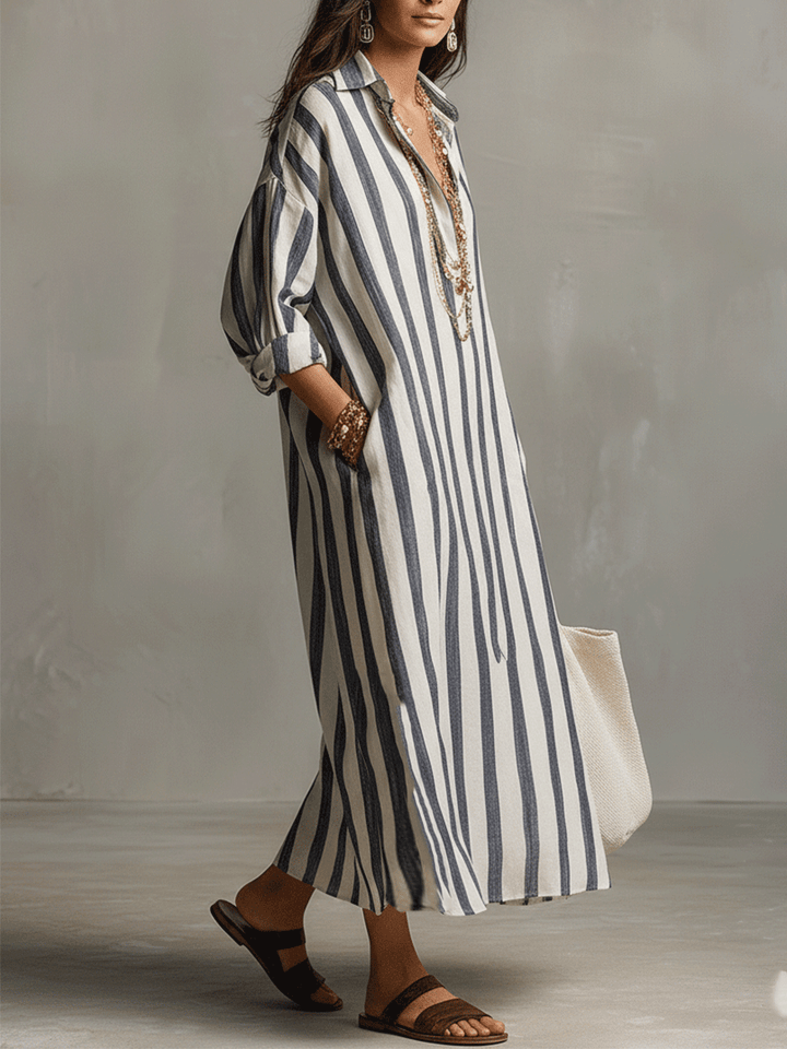 Casual Striped Bohemian Style Maxi Dress