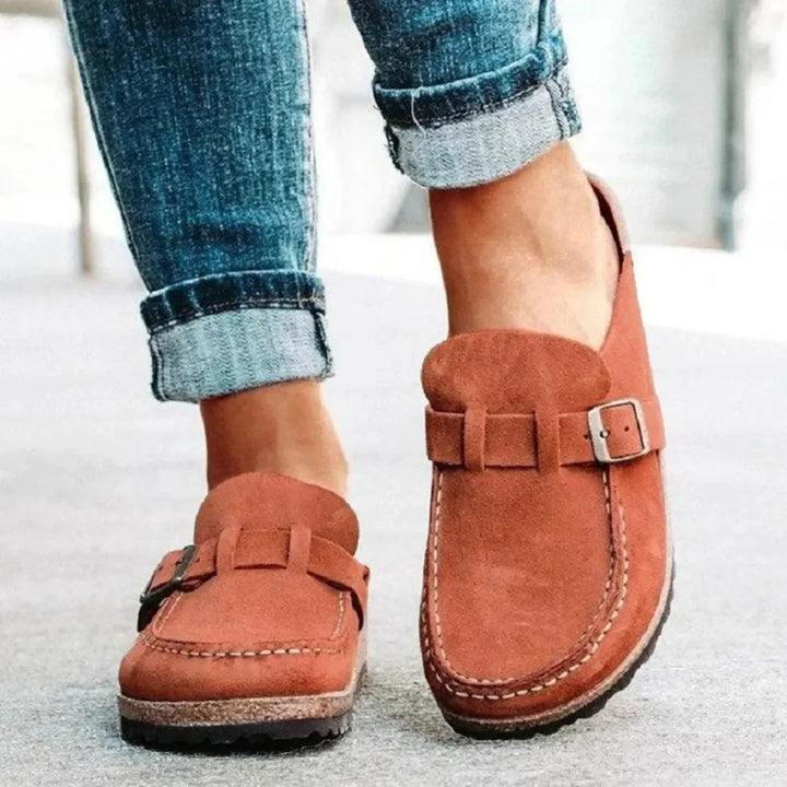 Juliet Round Toe Low Heel Buckle Loafers