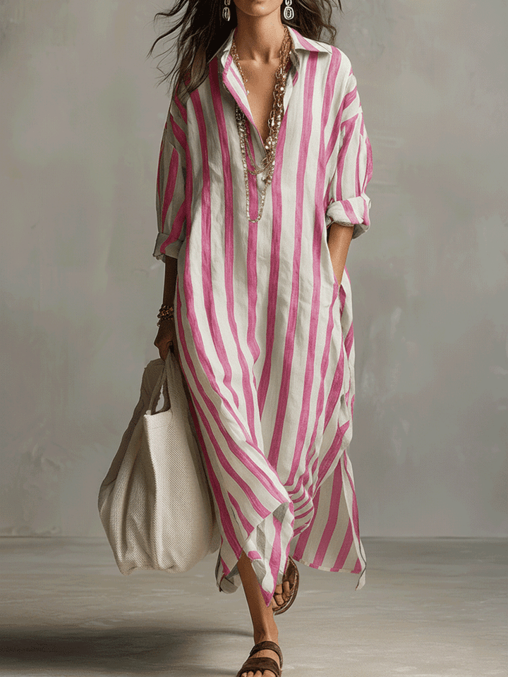 Casual Striped Bohemian Style Maxi Dress