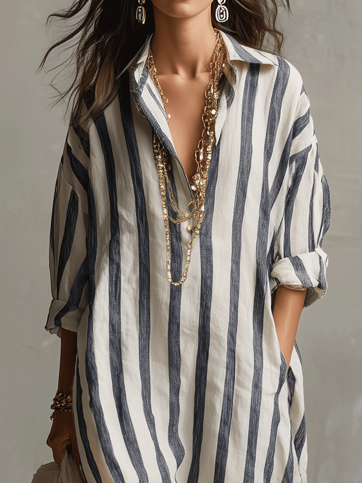 Casual Striped Bohemian Style Maxi Dress