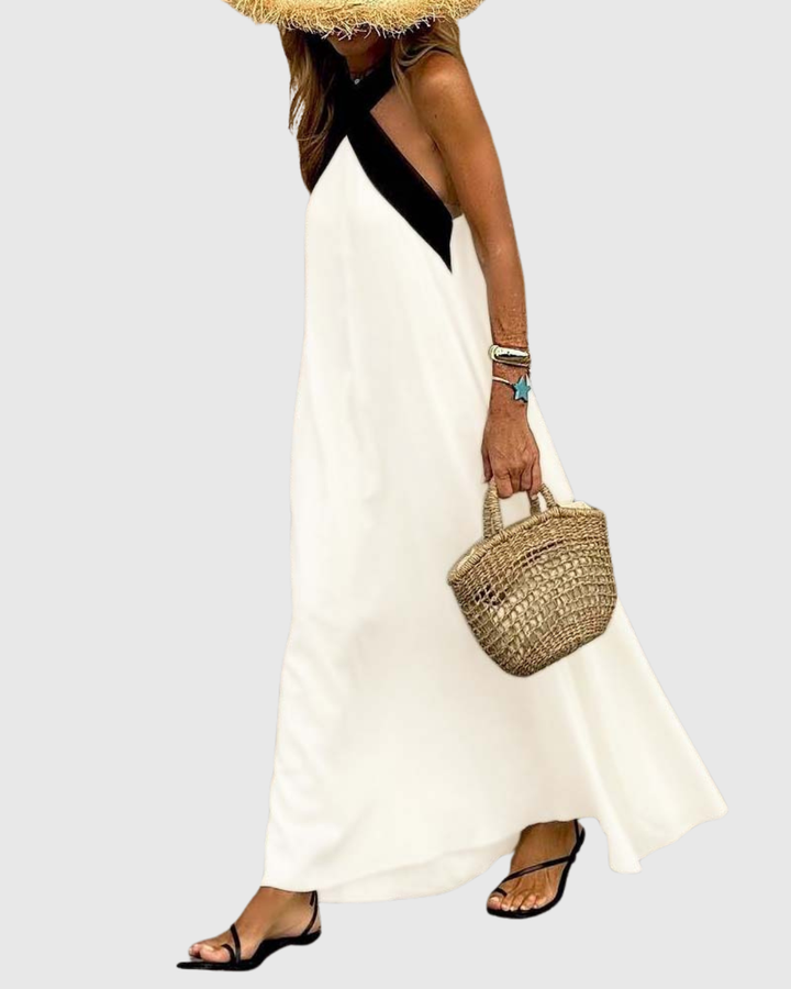 Summer Halter Dress with Crossed Neckline