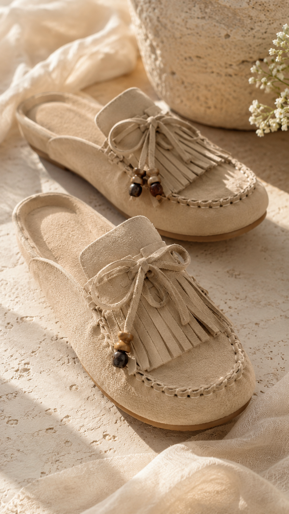Maria - Taupe Slip-On Mules