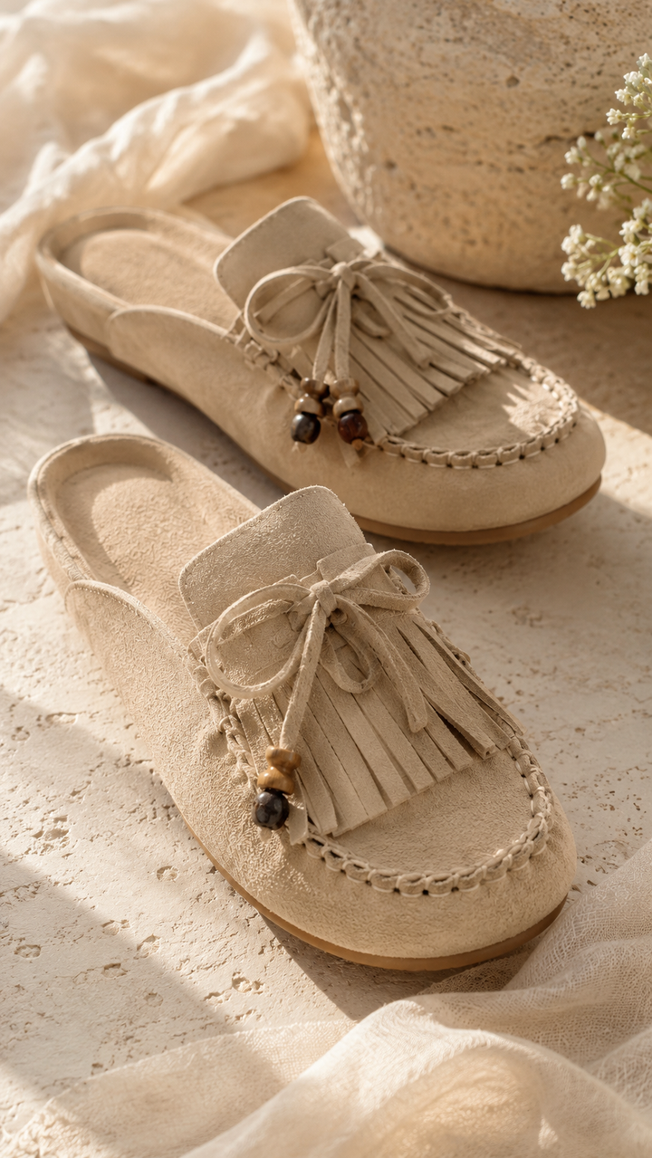 Maria - Taupe Slip-On Mules