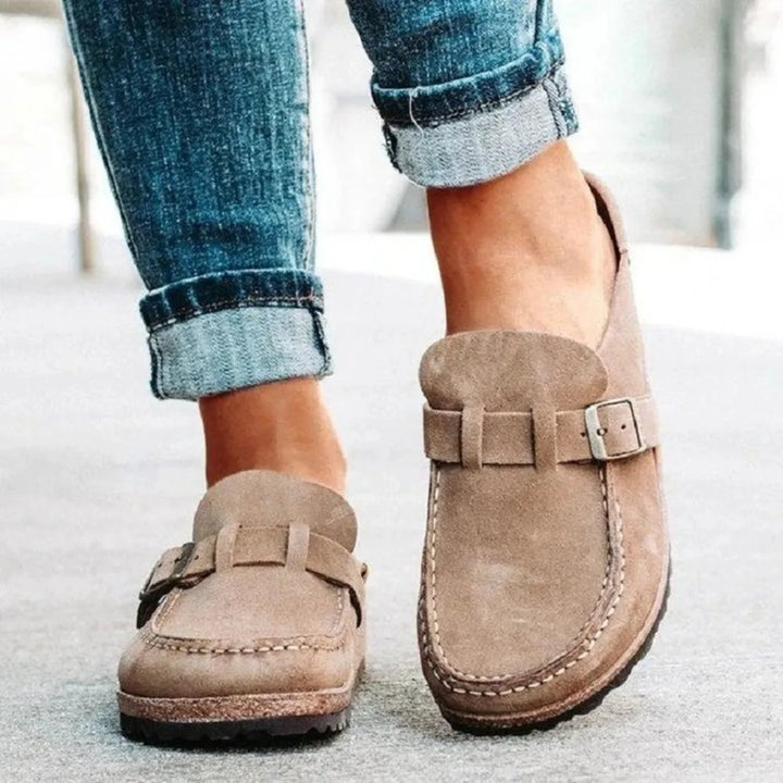 Juliet Round Toe Low Heel Buckle Loafers