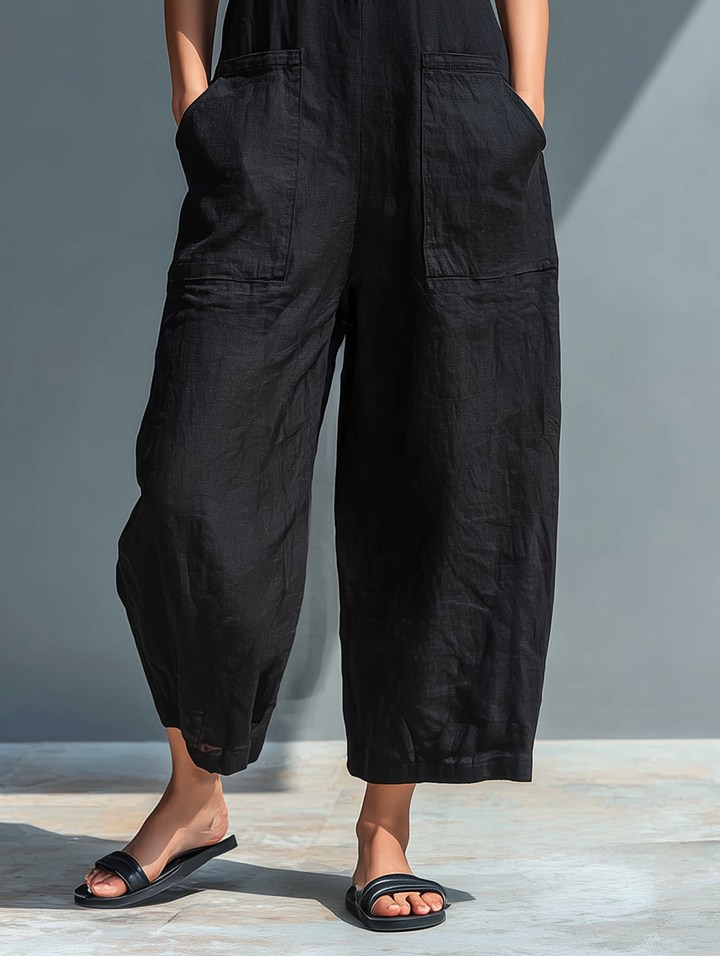 Kim | Sleeveless High Neck Button Front Jumpsuit