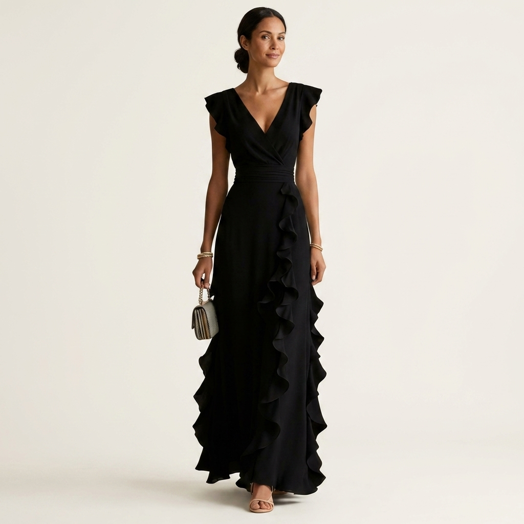 Nellyana | Wrap-Style V-Neck Flutter