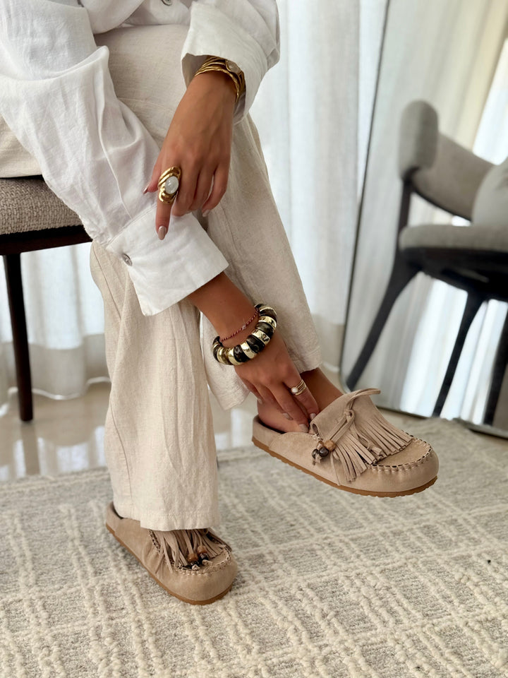 Maria - Taupe Slip-On Mules