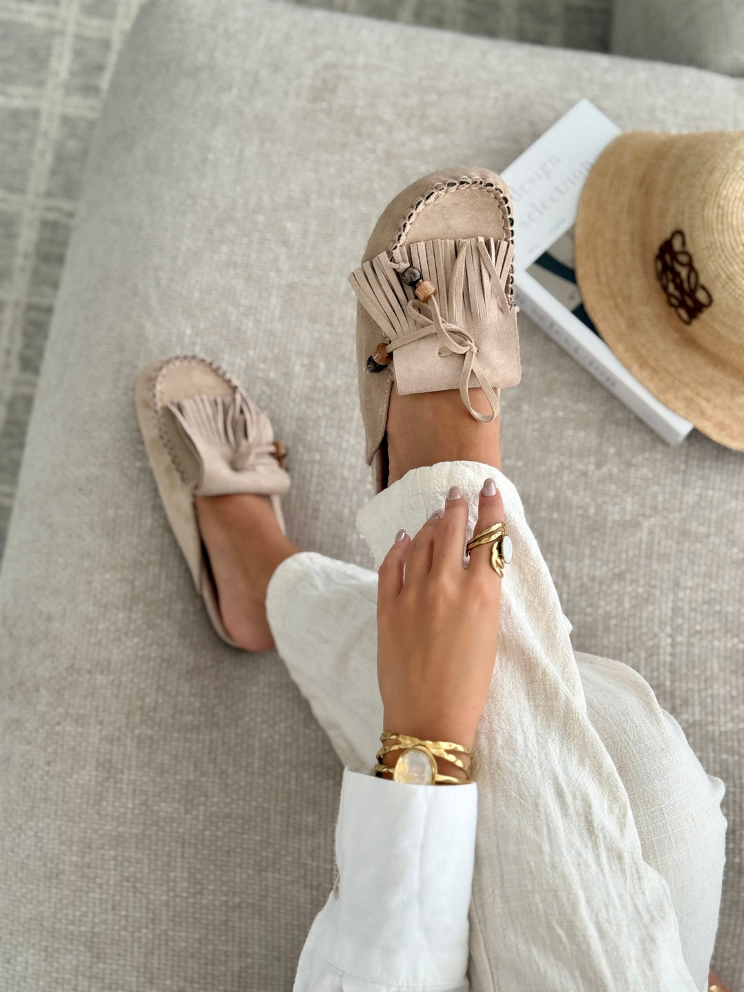Maria - Taupe Slip-On Mules