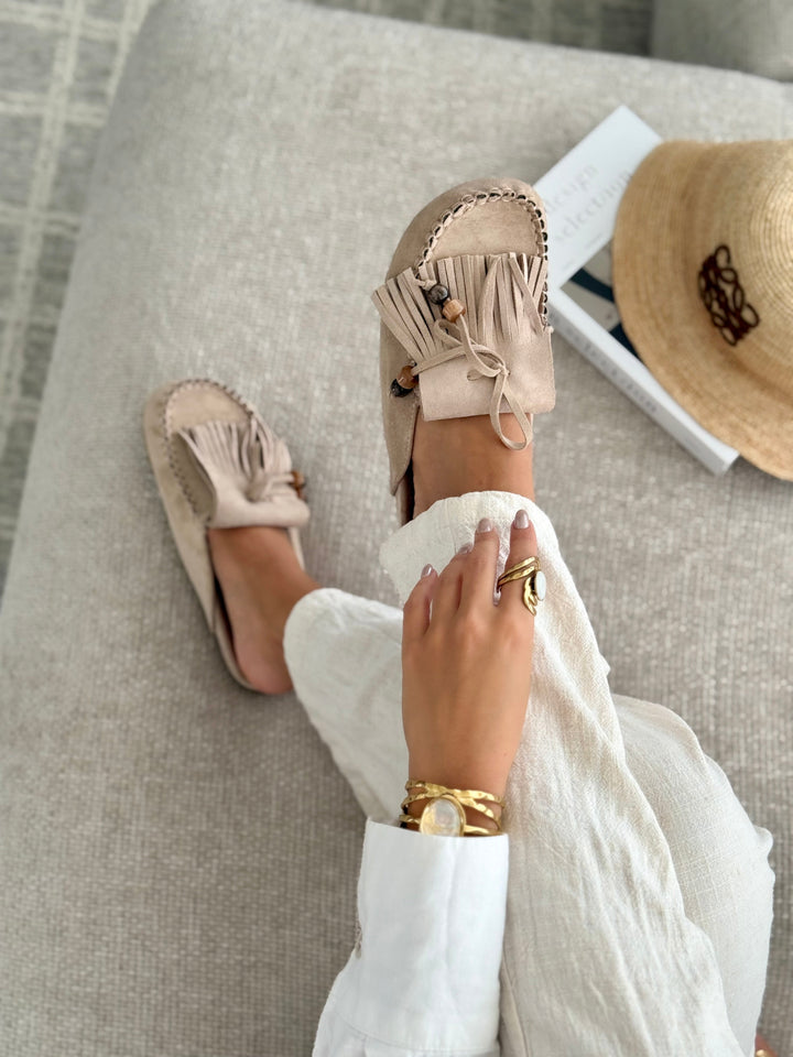 Maria - Taupe Slip-On Mules