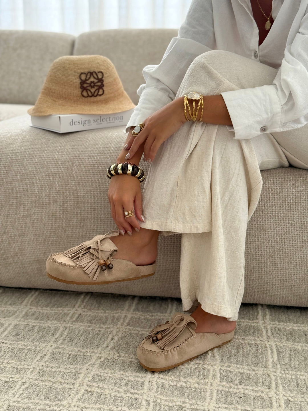 Maria - Taupe Slip-On Mules