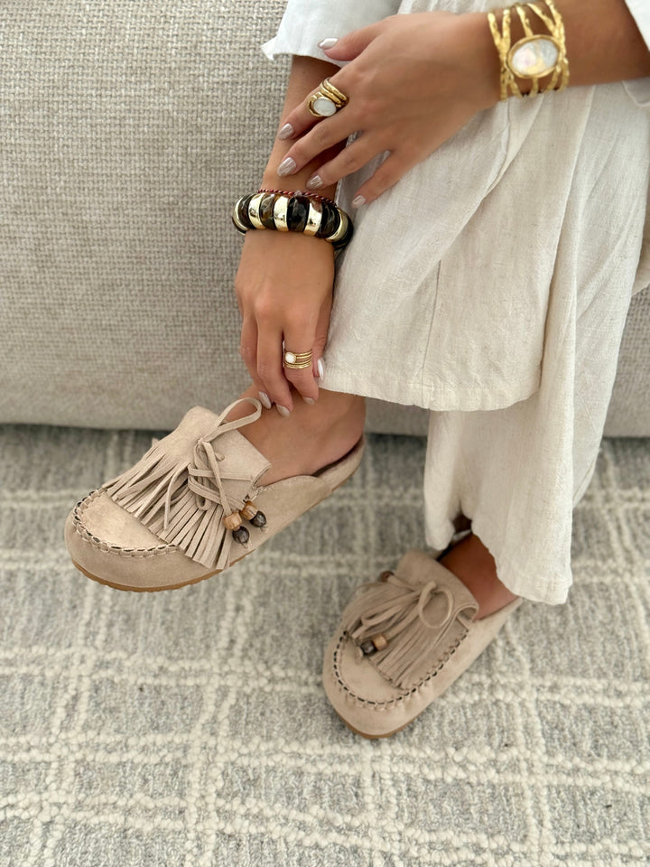 Maria - Taupe Slip-On Mules