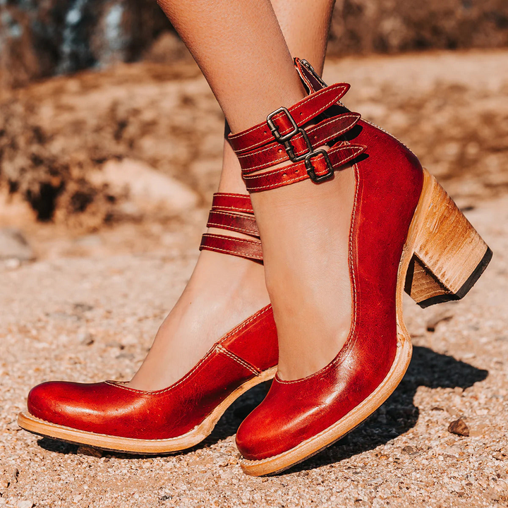Nora | Triple-Strap Cut-Out Ankle Heels
