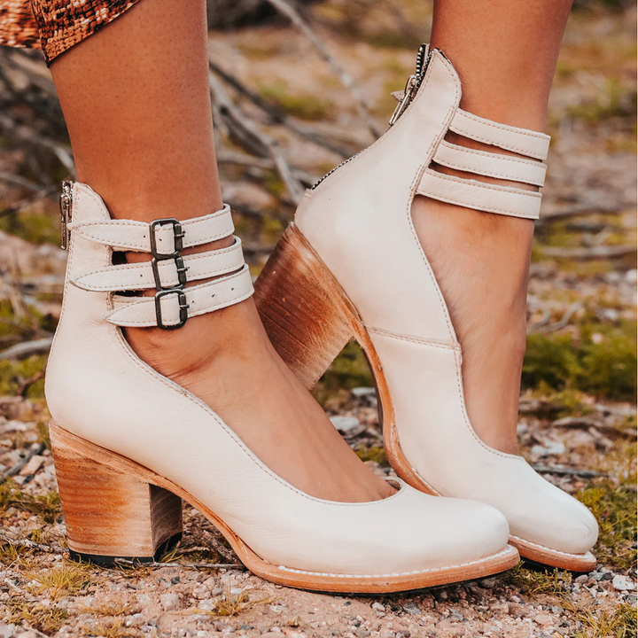 Nora | Triple-Strap Cut-Out Ankle Heels