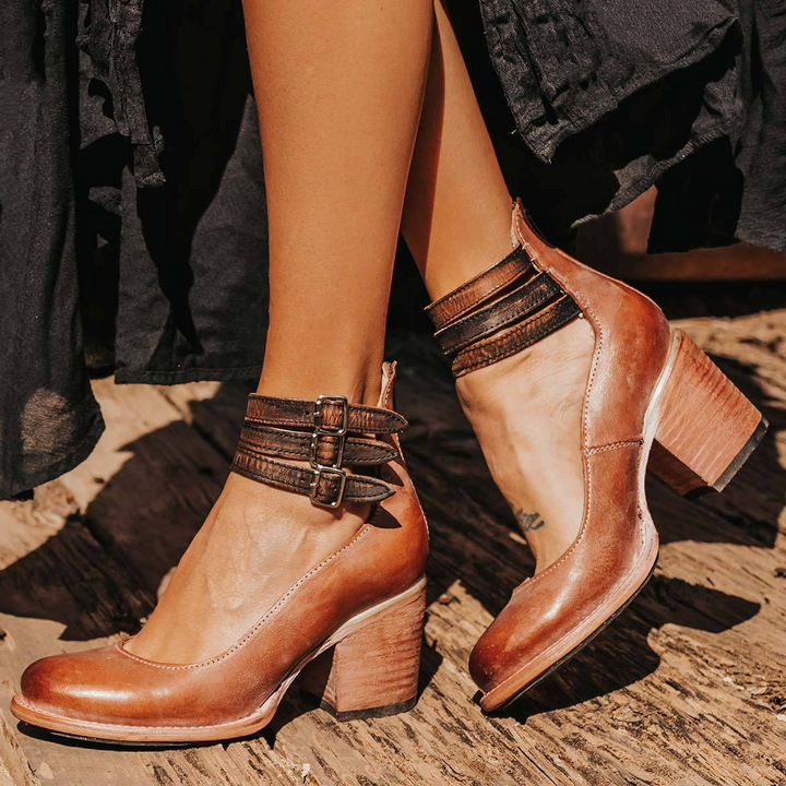 Nora | Triple-Strap Cut-Out Ankle Heels