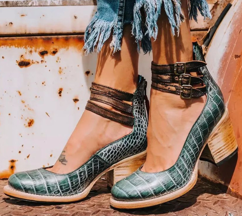 Nora | Triple-Strap Cut-Out Ankle Heels