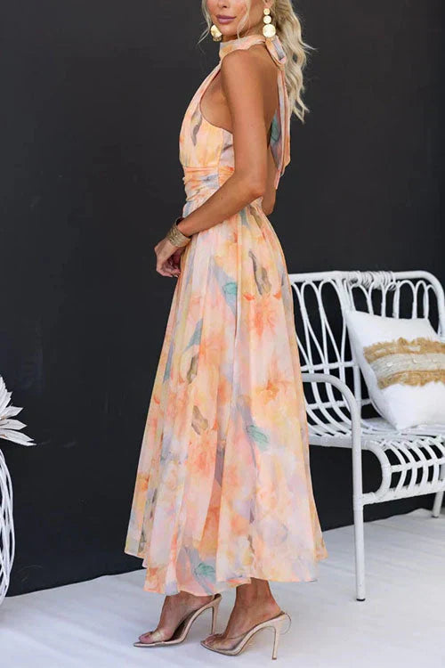 Amelia | Floral Halter Maxi Dress