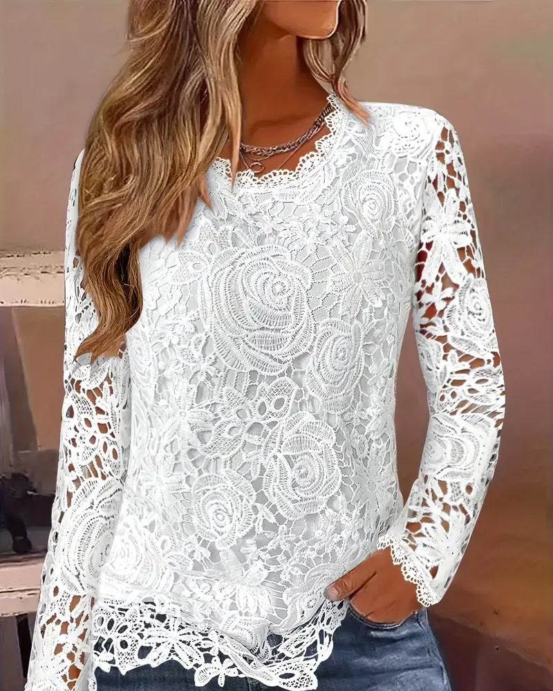 Livia | Floral Lace Long Sleeve Blouse