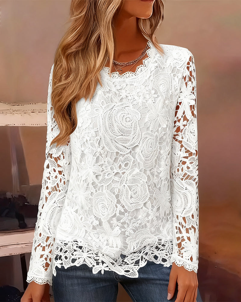 Livia | Floral Lace Long Sleeve Blouse